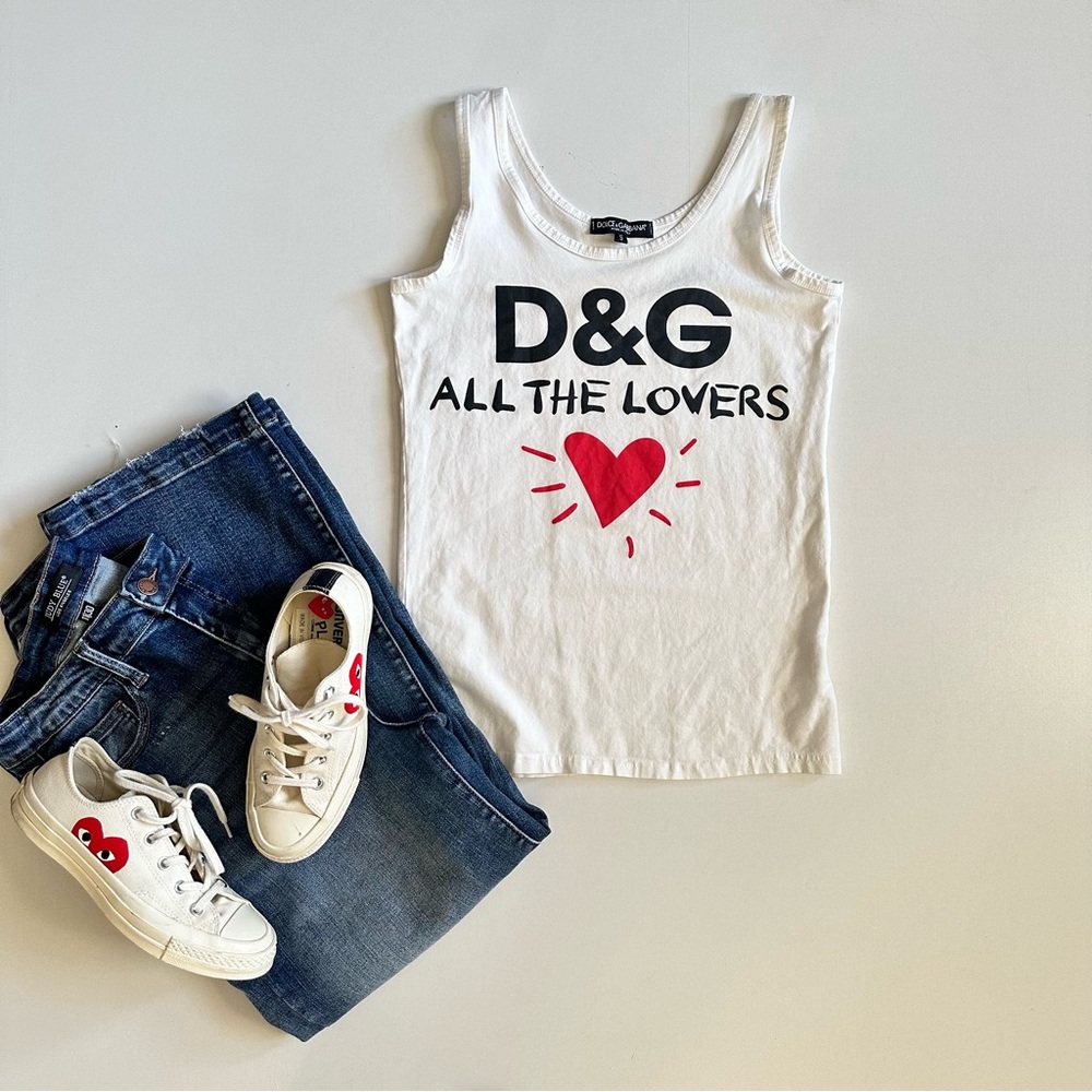 Dolce & Gabbana “All The Lovers” White Tank Top Size Small - Picture 2 of 5